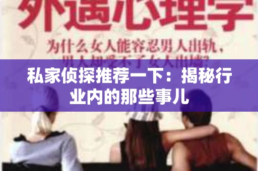 私家侦探推荐一下：揭秘行业内的那些事儿